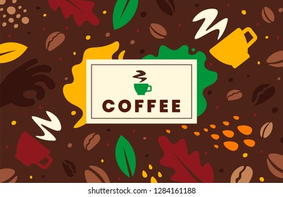 Coffee Labels Background. Doodle Concept.