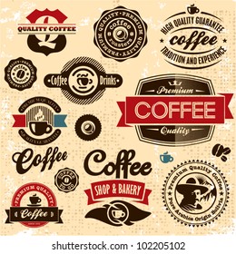 Coffee labels and badges. Retro style coffee vintage collection.