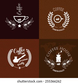 Coffee labels and badges. Retro style coffee vintage collection