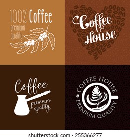 Coffee labels and badges. Retro style coffee vintage collection