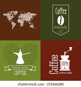 Coffee labels and badges. Retro style coffee vintage collection