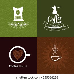 Coffee labels and badges. Retro style coffee vintage collection