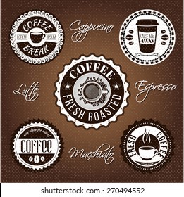 Coffee labels collection and logo templates. Set of vintage badges and icons.