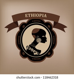 Coffee labels and elements. Ethiopia. vector.