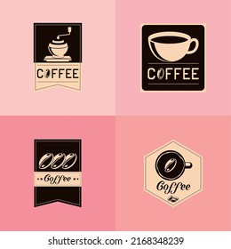 coffee labels icons flat design