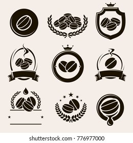 Coffee labels and icons set. Vector

