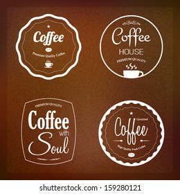 Coffee labels set, cafe restaurant menu design, vector 