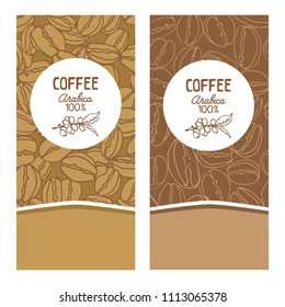 Coffee labels set isolated on white background. Design elements for coffee house or coffee shop. Template for coffee jars.