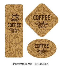 Coffee labels set isolated on white background. Design elements for coffee house or coffee shop. Template for coffee jars.