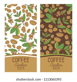 Coffee labels set isolated on white background. Design elements for coffee house or coffee shop. Template for coffee jars.