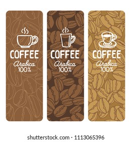 Coffee labels set isolated on white background. Design elements for coffee house or coffee shop. Template for coffee jars.