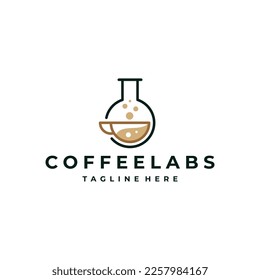 Coffee laboratory cup logo design vector template
