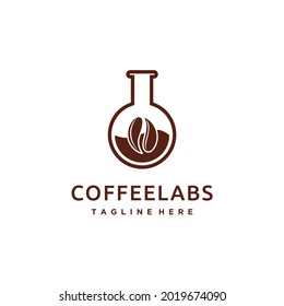 Coffee laboratory lab cup and bean logo vector icon illustration