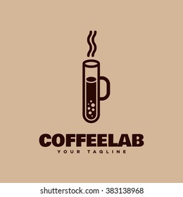 Coffee laboratory logo template design. Vector illustration.