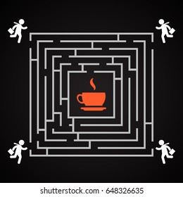 Coffee labyrinth - business man run for a cup of coffee background template