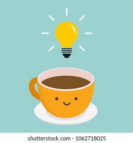 Coffee and lamp vector. think. free space for text. wallpaper. lamp vector.