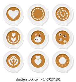coffee latte art basic collection flat style eps10 vectors illustration