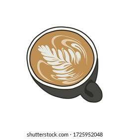 coffee latte art doodle icon, vector illustration