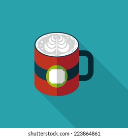 coffee latte art flat icon with long shadow,eps10