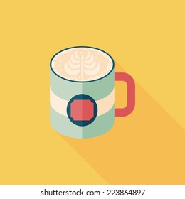 coffee latte art flat icon with long shadow,eps10