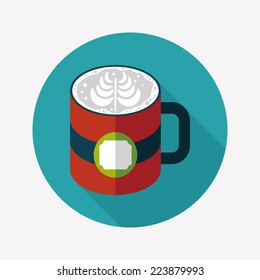 coffee latte art flat icon with long shadow,eps10