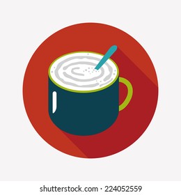coffee latte art flat icon with long shadow,eps10