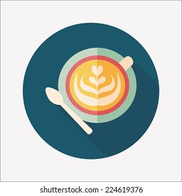 coffee latte art flat icon with long shadow,eps10