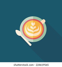 coffee latte art flat icon with long shadow,eps10