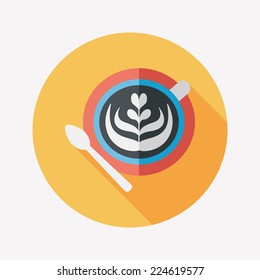 coffee latte art flat icon with long shadow,eps10