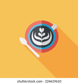 coffee latte art flat icon with long shadow,eps10