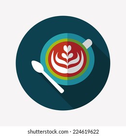coffee latte art flat icon with long shadow,eps10