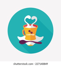 coffee latte art flat icon with long shadow,eps10