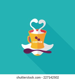 coffee latte art flat icon with long shadow,eps10