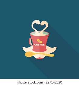 coffee latte art flat icon with long shadow,eps10