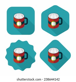 coffee latte art flat icon with long shadow, eps10