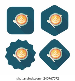 coffee latte art flat icon with long shadow,eps10