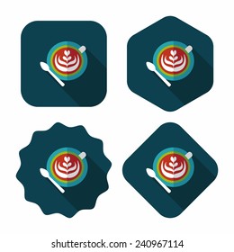 coffee latte art flat icon with long shadow,eps10