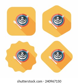 coffee latte art flat icon with long shadow,eps10