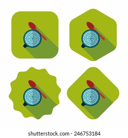 coffee latte art flat icon with long shadow,eps10