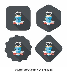 coffee latte art flat icon with long shadow,eps10