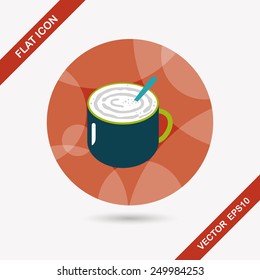 coffee latte art flat icon with long shadow,eps10