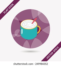 coffee latte art flat icon with long shadow,eps10