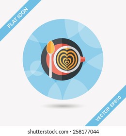 coffee latte art flat icon with long shadow,eps10