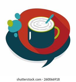 coffee latte art flat icon with long shadow,eps10