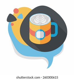 coffee latte art flat icon with long shadow,eps10