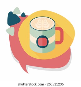 coffee latte art flat icon with long shadow,eps10