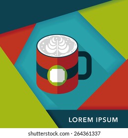 coffee latte art flat icon with long shadow,eps10