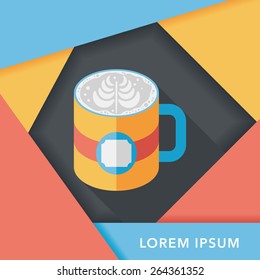 coffee latte art flat icon with long shadow,eps10