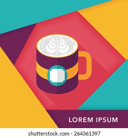 coffee latte art flat icon with long shadow,eps10