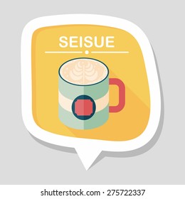 coffee latte art flat icon with long shadow,eps10